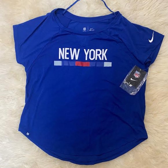 NWT NIKE Women DRI-FIT Running Training  NFL Football NEW YORK Giants Top Tee - Picture 2 of 6